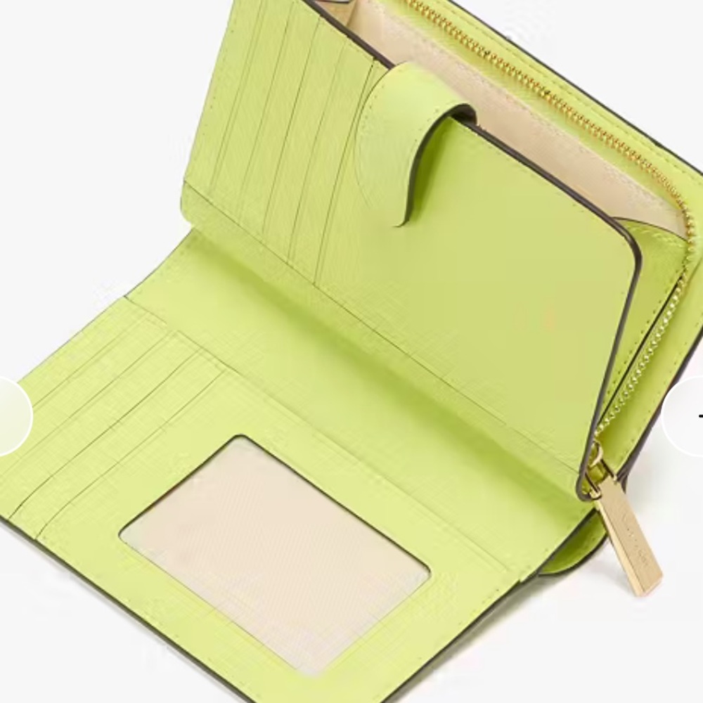 KATE SPADE Madison Medium Bifold Lime Slushy Wallet w/ Gold Hardware - Picture 4 of 5